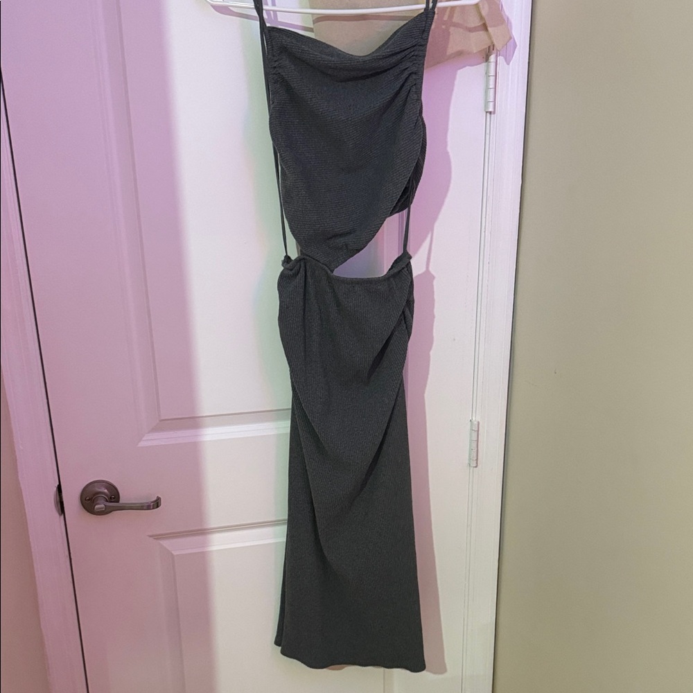 Line & Dot Black Asymmetrical Cut-Out Dress - Picture 2 of 3